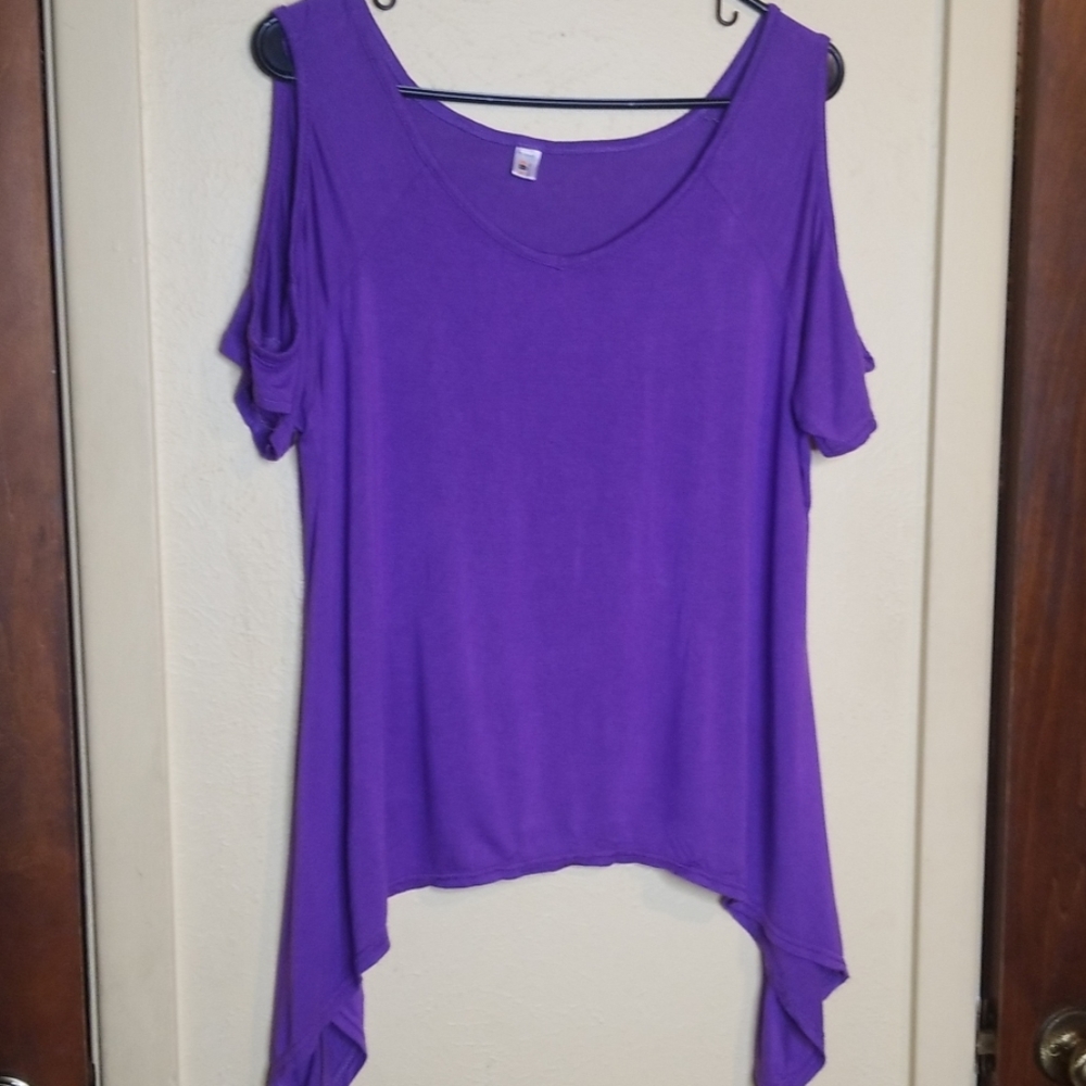 Purple cold sholder top